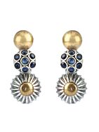 BLUE DUAL TONE TRIBAL HANDCRAFTED BRASS NECKLACE WITH EARRING (SET OF 2)