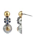 BLUE DUAL TONE TRIBAL HANDCRAFTED BRASS NECKLACE WITH EARRING (SET OF 2)