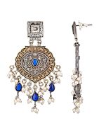 Blue Dual Tone Brass Jhumka