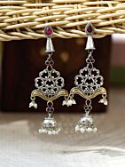 Red Dual Tone Brass Jhumka