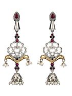 Red Dual Tone Brass Jhumka