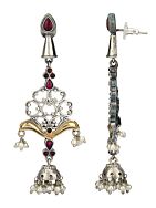 Red Dual Tone Brass Jhumka