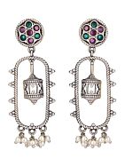 Handcrafted Silver Tone Brass Earrings