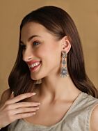 Multicolor Peacock Style Dual Tone Brass Earrings 