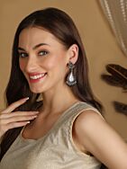 Blue Silver Tone Brass Earrings