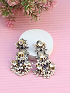 White Dual Tone Brass Earrings