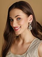 White Dual Tone Brass Earrings