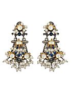 White Dual Tone Brass Earrings