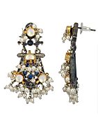 White Dual Tone Brass Earrings