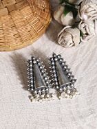 Handcrafted Silver Tone Brass Earrings