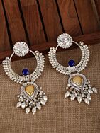 Blue Stone Style Silver Tone Earrings