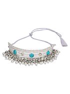 White Beads Style Silver Tone Necklace