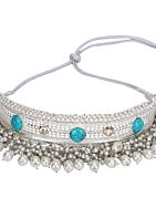 White Beads Style Silver Tone Necklace