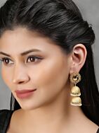 Peacock Style Matte Gold Jhumka
