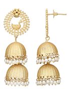 Peacock Style Matte Gold Jhumka