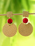 Round Shape Matte Gold Earrings