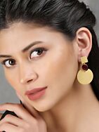 Round Shape Matte Gold Earrings