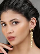 Long Pattern Matte Gold Earrings