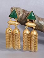 Green Stone Matte Gold Jhumka