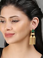 Green Stone Matte Gold Jhumka