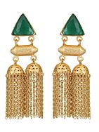 Green Stone Matte Gold Jhumka