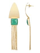 Handcrafted Green Stone Matte Gold Earrings
