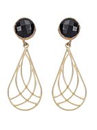 Black Stone Matte Gold Earrings