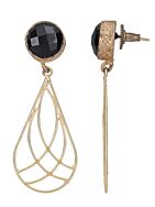 Black Stone Matte Gold Earrings