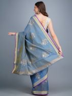Blue Handwoven Banarasi  Saree