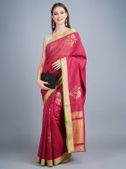 Maroon Handwoven Banarasi  Saree