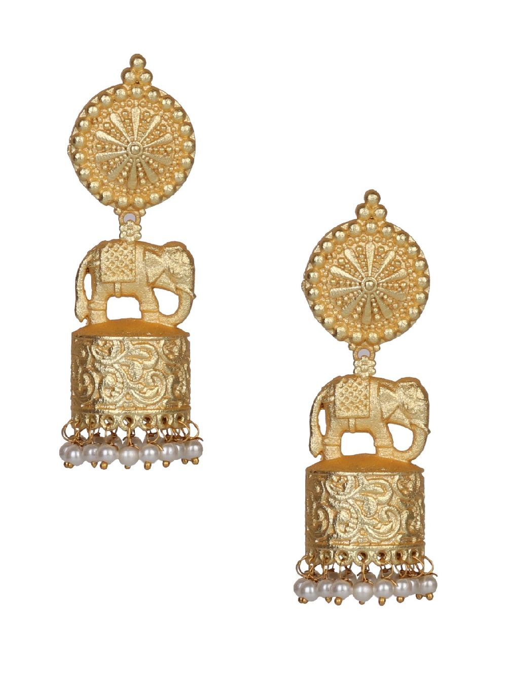 Elephant Style Matte Gold Jhumka