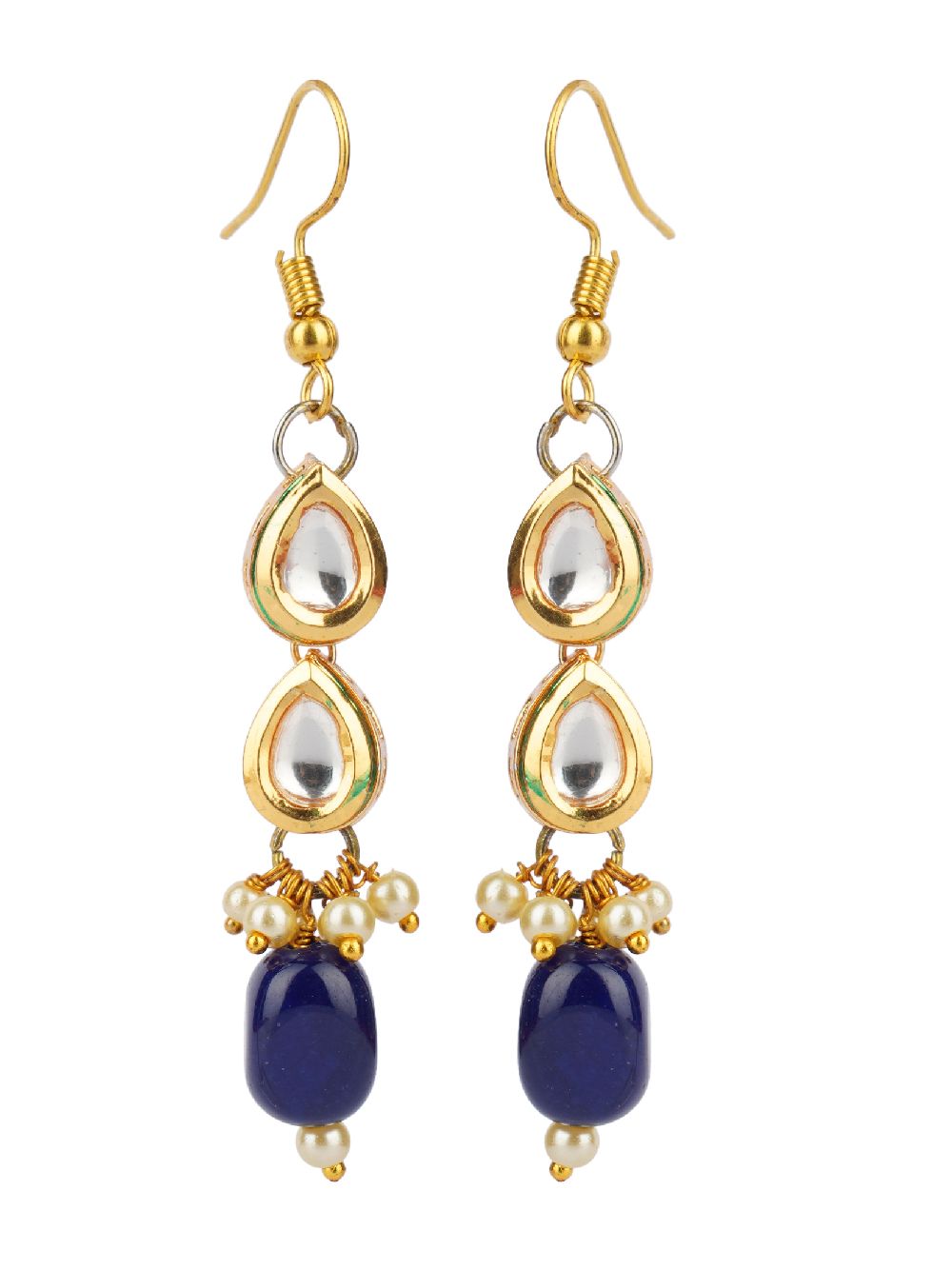 Blue handcrafted Gold tone Kundan Earrings