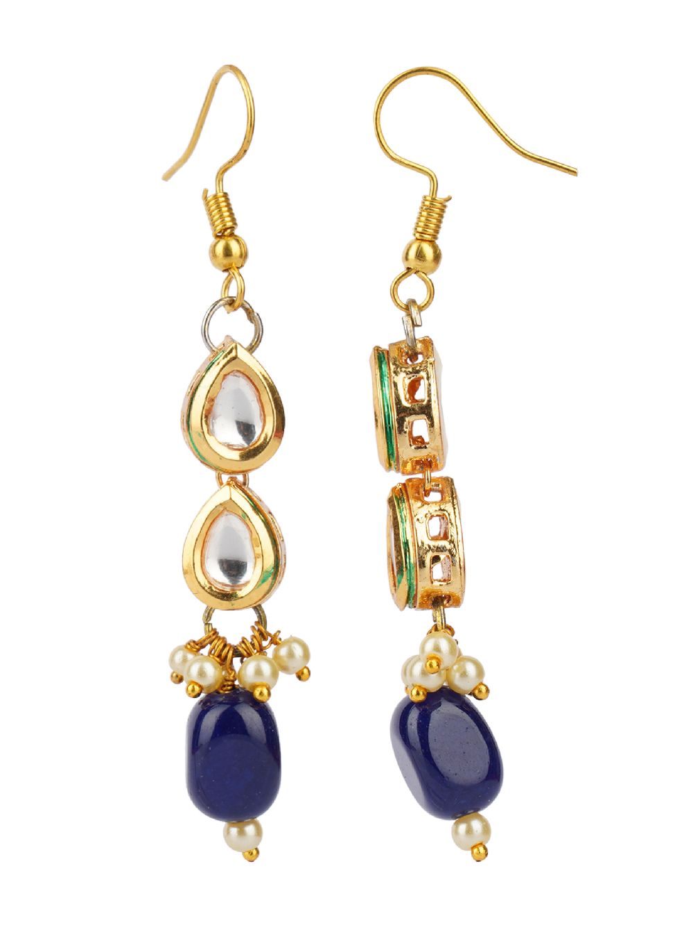 Blue handcrafted Gold tone Kundan Earrings