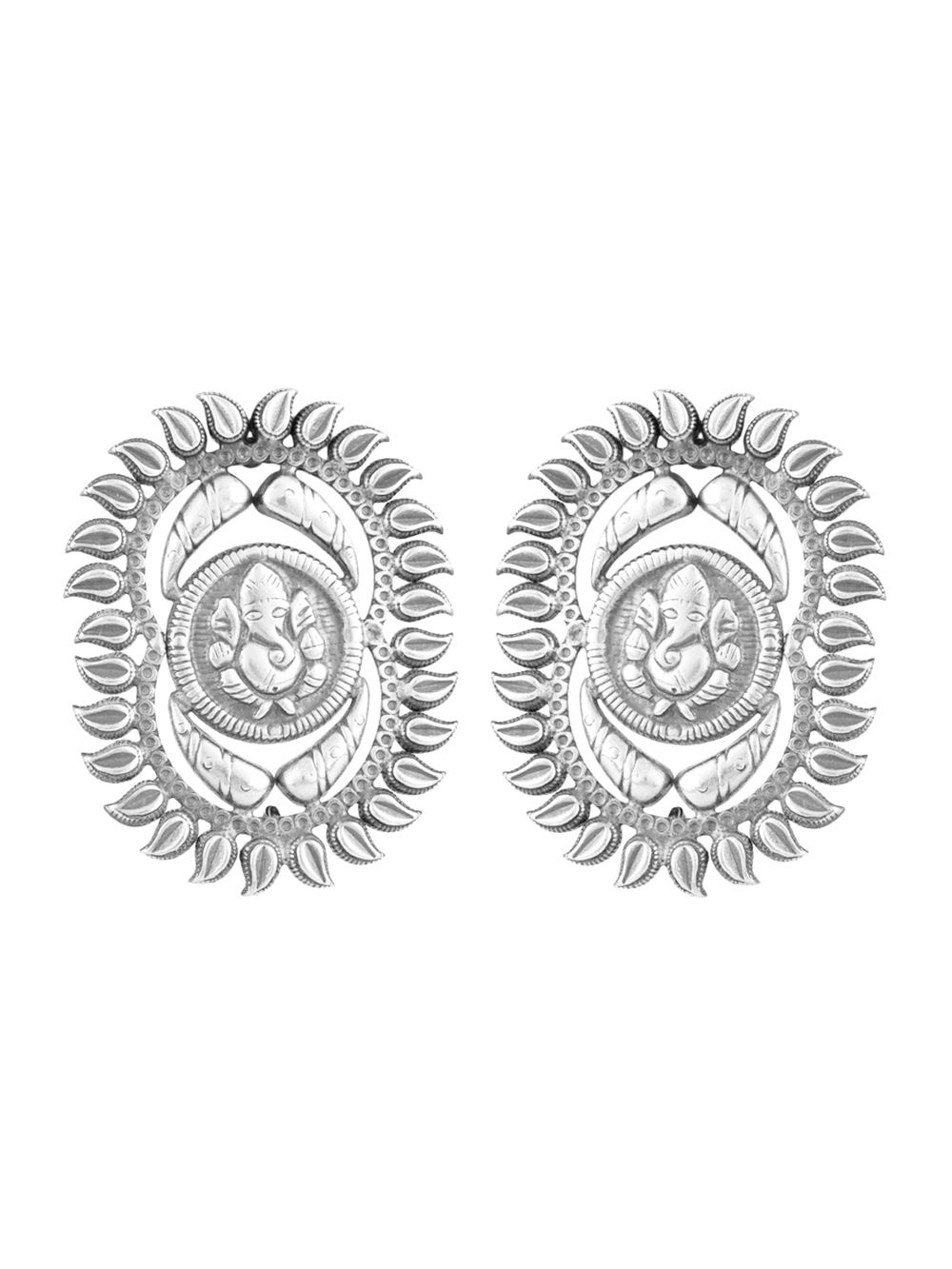 Lord Ganesha handcrafted Silver Stud  Earrings