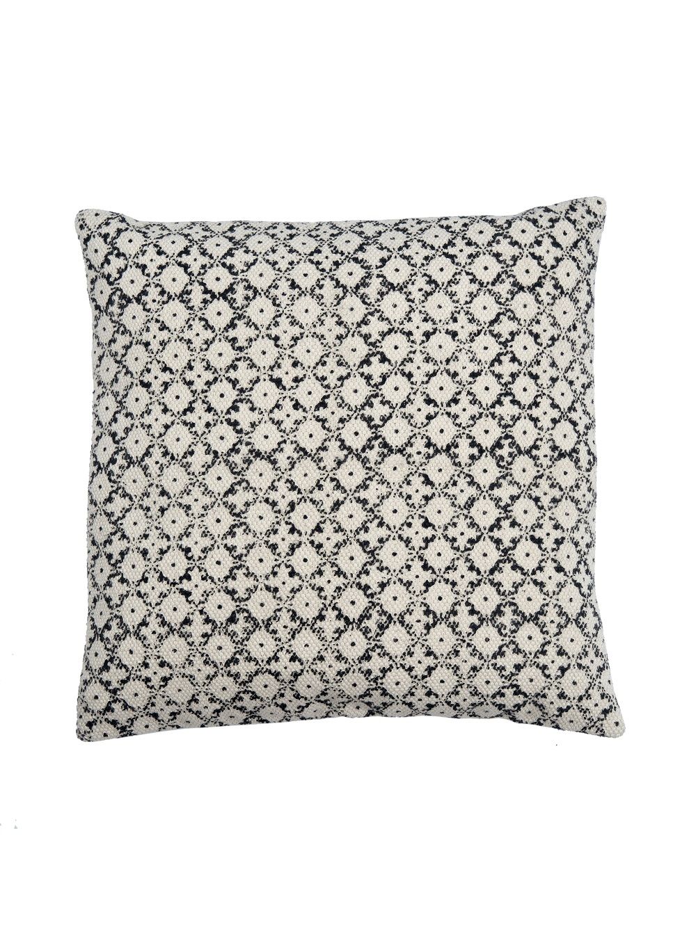 Black And White Hand Block Printed Cotton Dari Cushion Cover