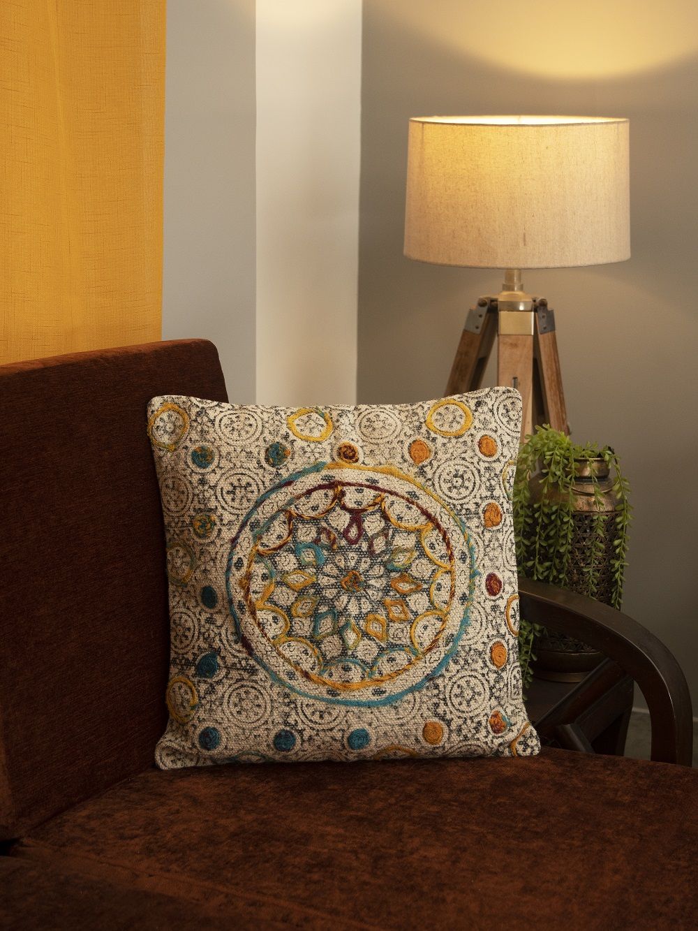 Multicolour Hand Block Printed Cotton Dari Cushion Cover