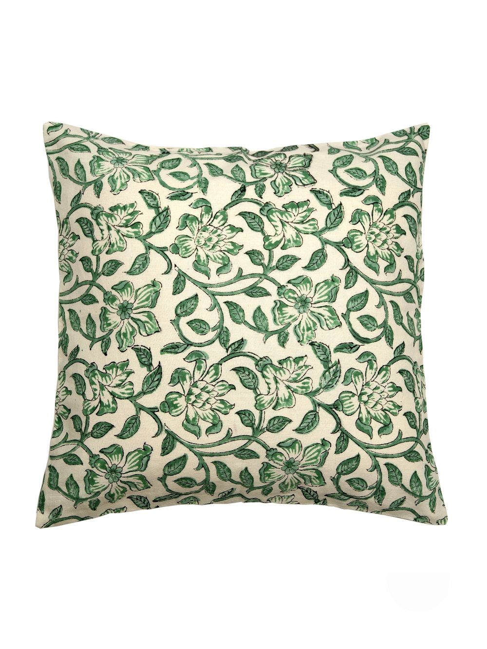 Light Green Hand Block Printed Cotton Cushion Cover