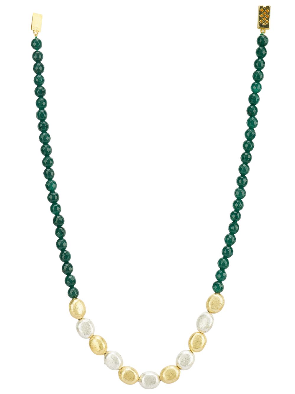 Green Handcrafted  Matte  Beaded Necklace