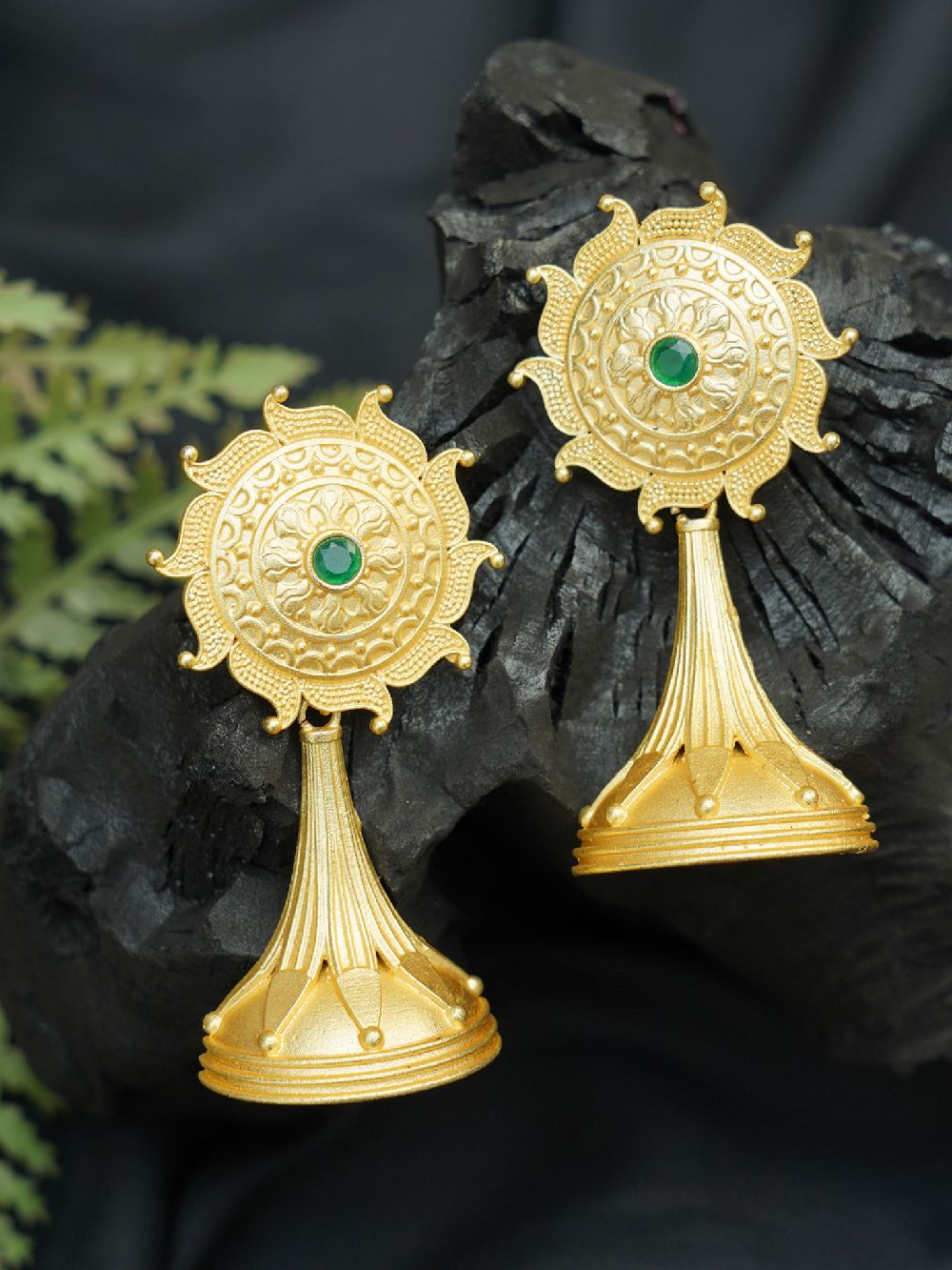 Handcrafted  Gold Tone Brass Earrings