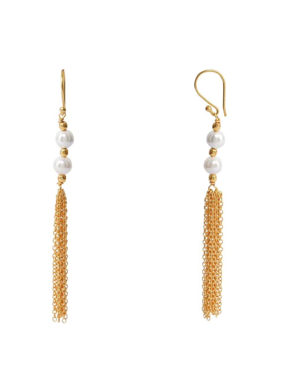 Matte Gold Pearl drop handcrafted brass earrings