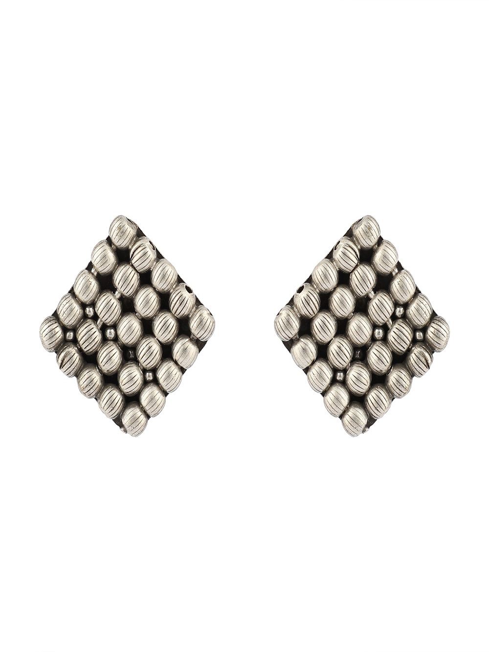 Beaded Silver Tone Brass Earring