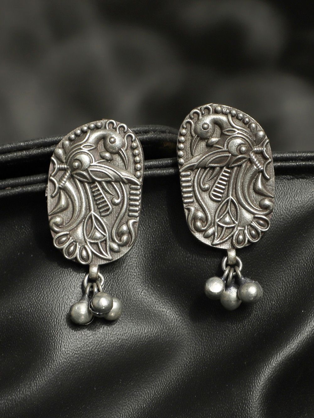 Peacock Silver Tone Brass Earrings