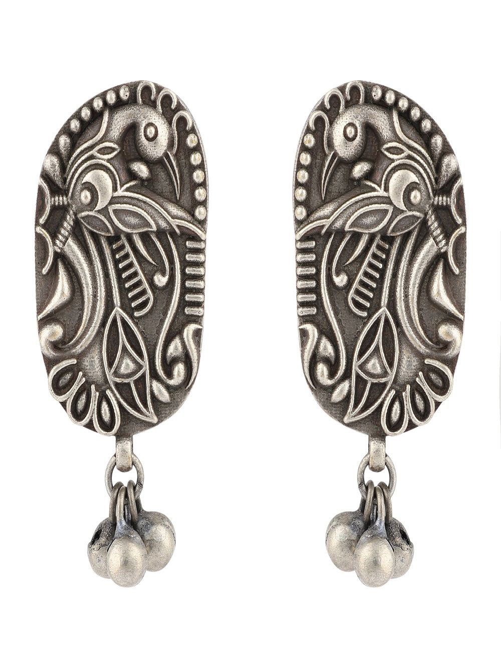 Peacock Silver Tone Brass Earrings