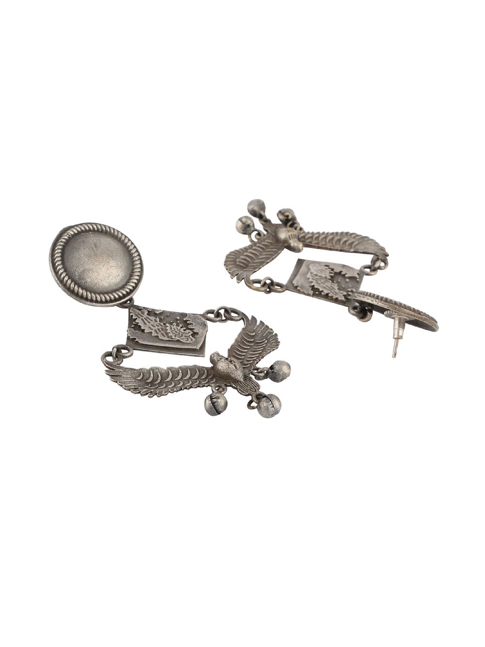 Antique Handcrafted Silver Tone Brass Earrings