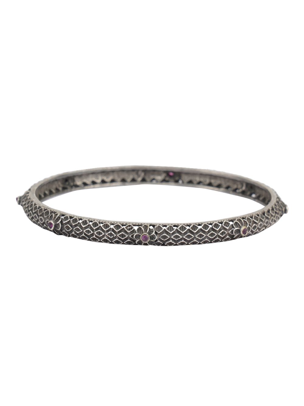 Tribal Silver Tone Brass Thin Bangle