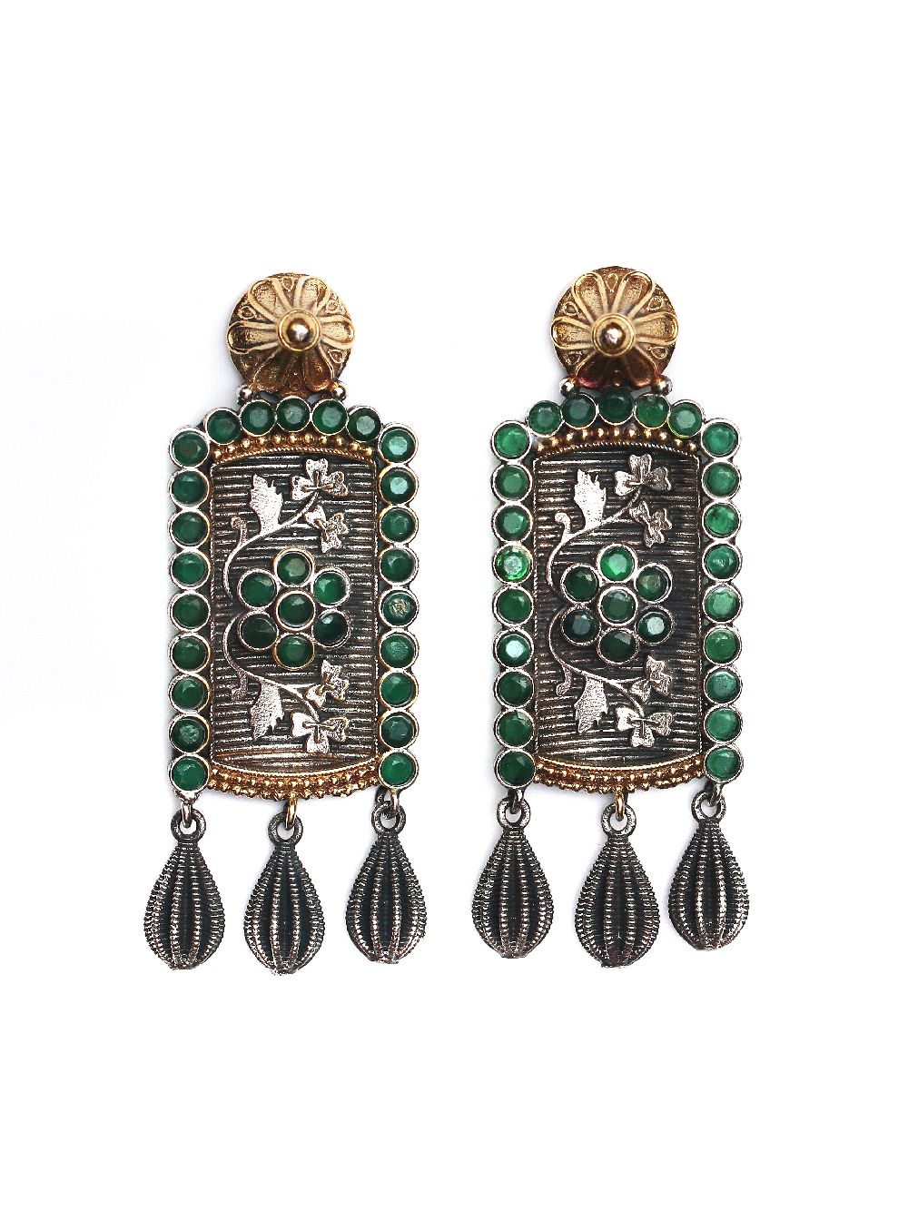 Tribal  Dual Tone Brass Earrings