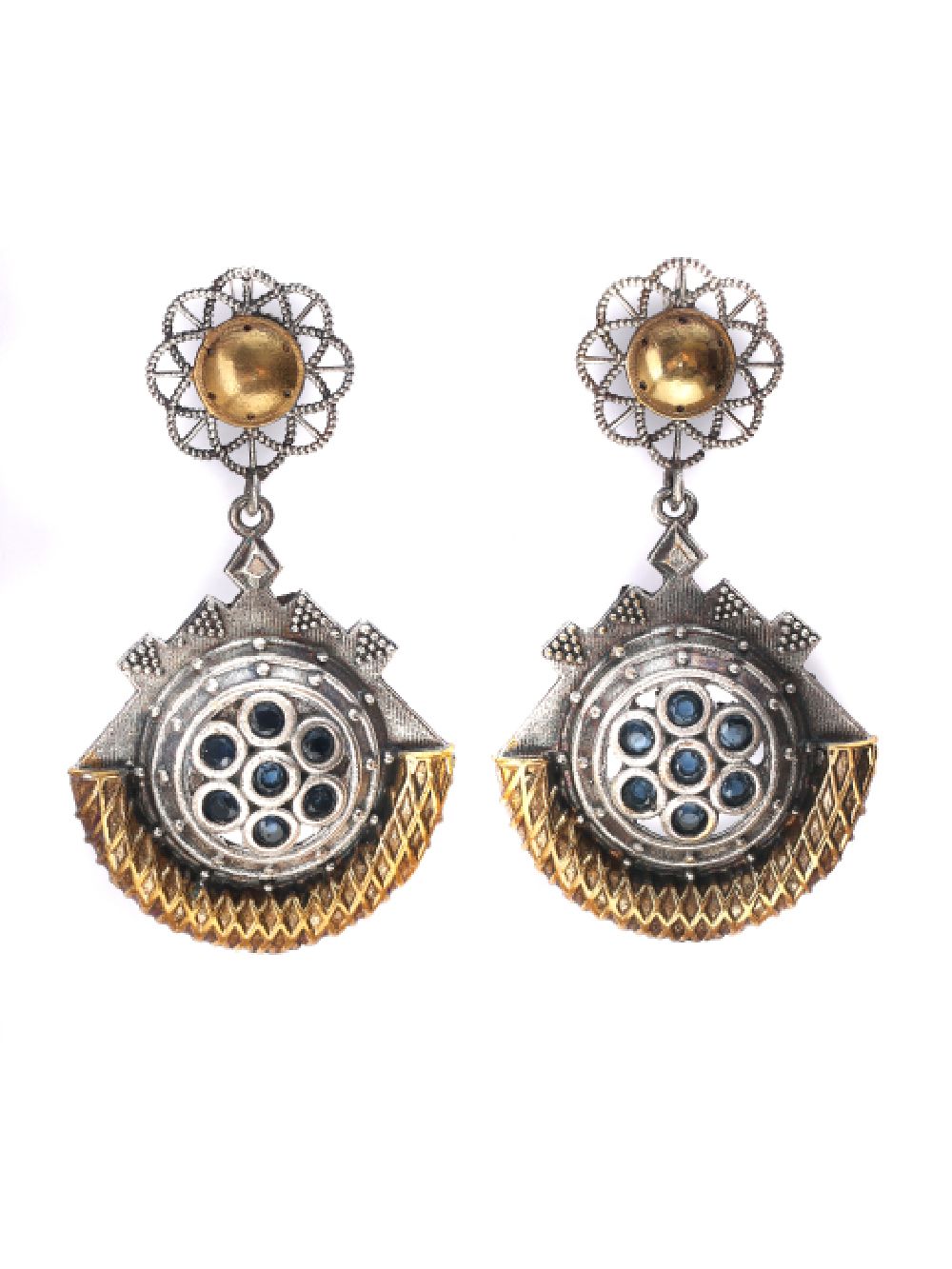 Tribal  Dual Tone Brass Earrings