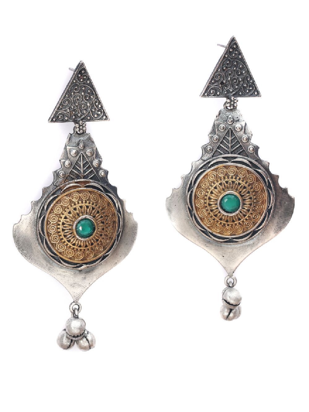 Tribal  Dual Tone Brass Earrings