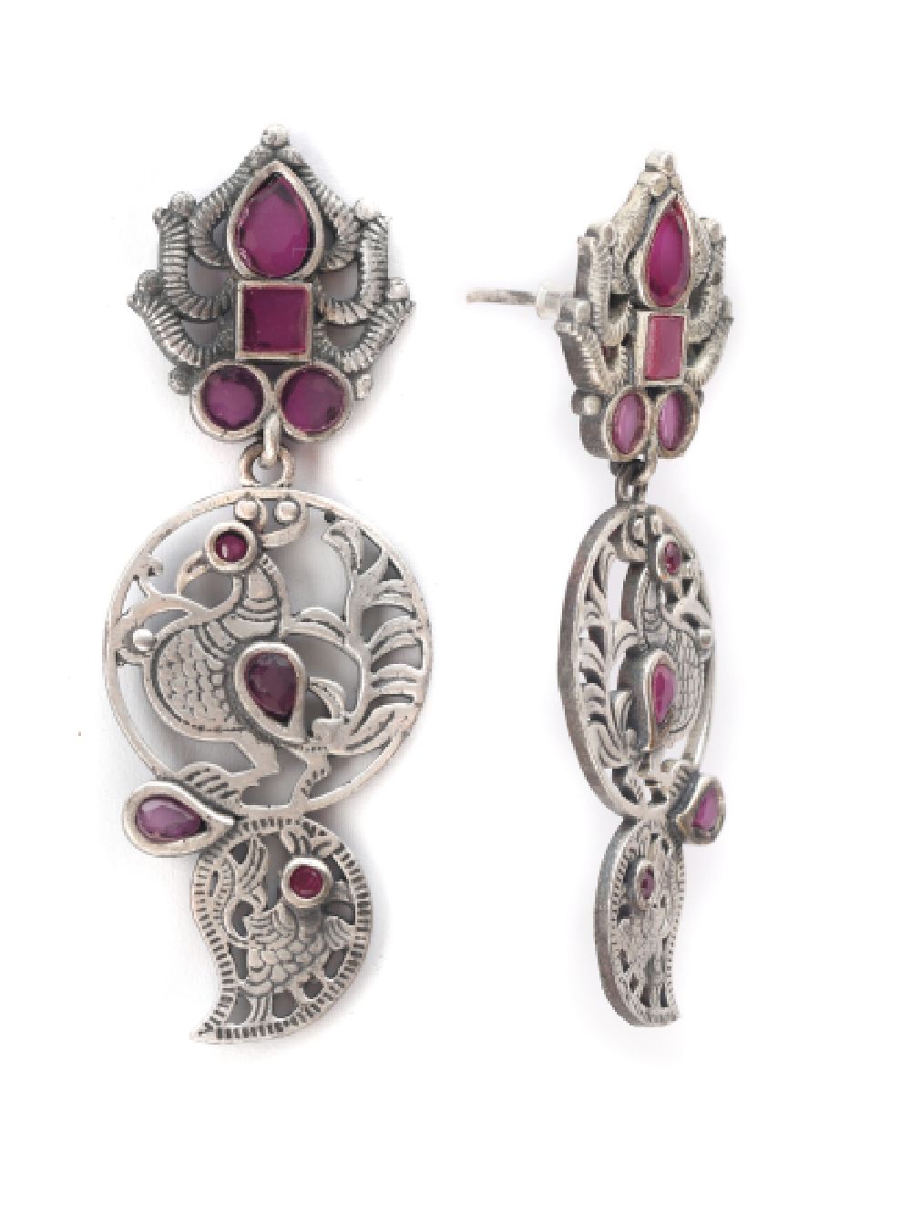 Beautiful Handcrafted Silver Tone Brass Earrings