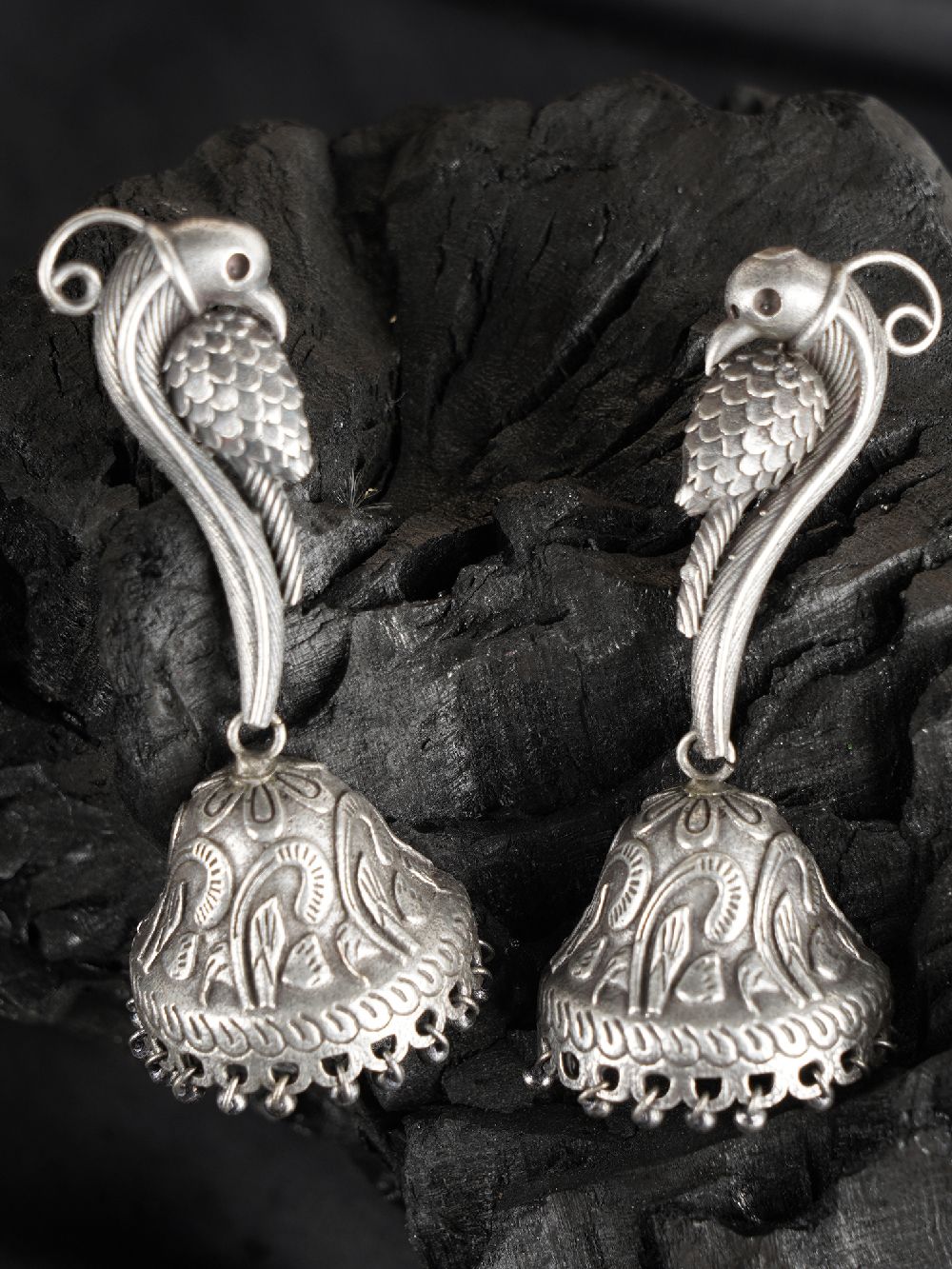 Tribal Silver Tone Brass Earrings